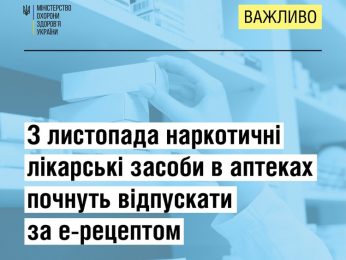 З листопада наркотичні лікарські засоби в аптеках почнуть відпускати за електронним рецептом