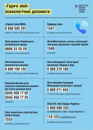 Номери «гарячих ліній» психологічної підтримки