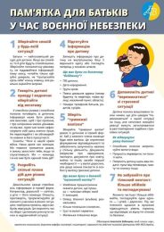 Пам'ятка для батьків у час воєнної небезпеки
